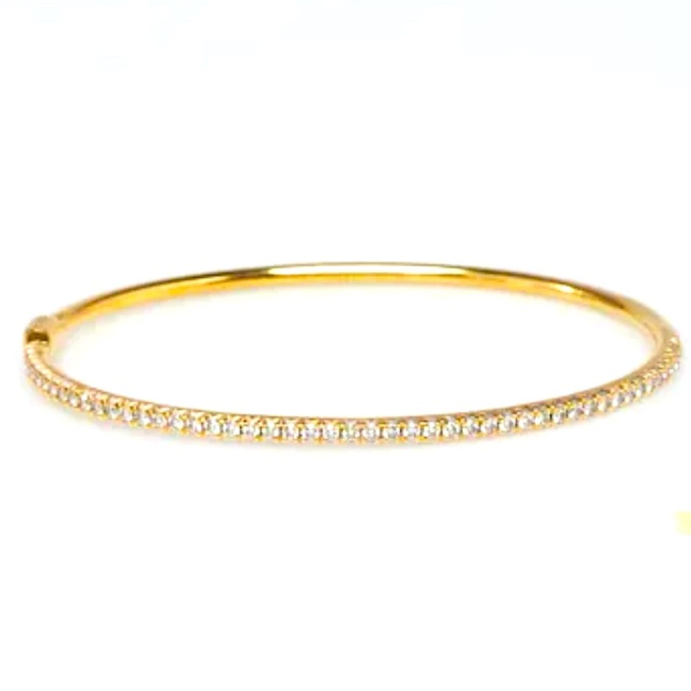 18k Yellow Gold  Diamond Tiffany Metro Hinged Bangle